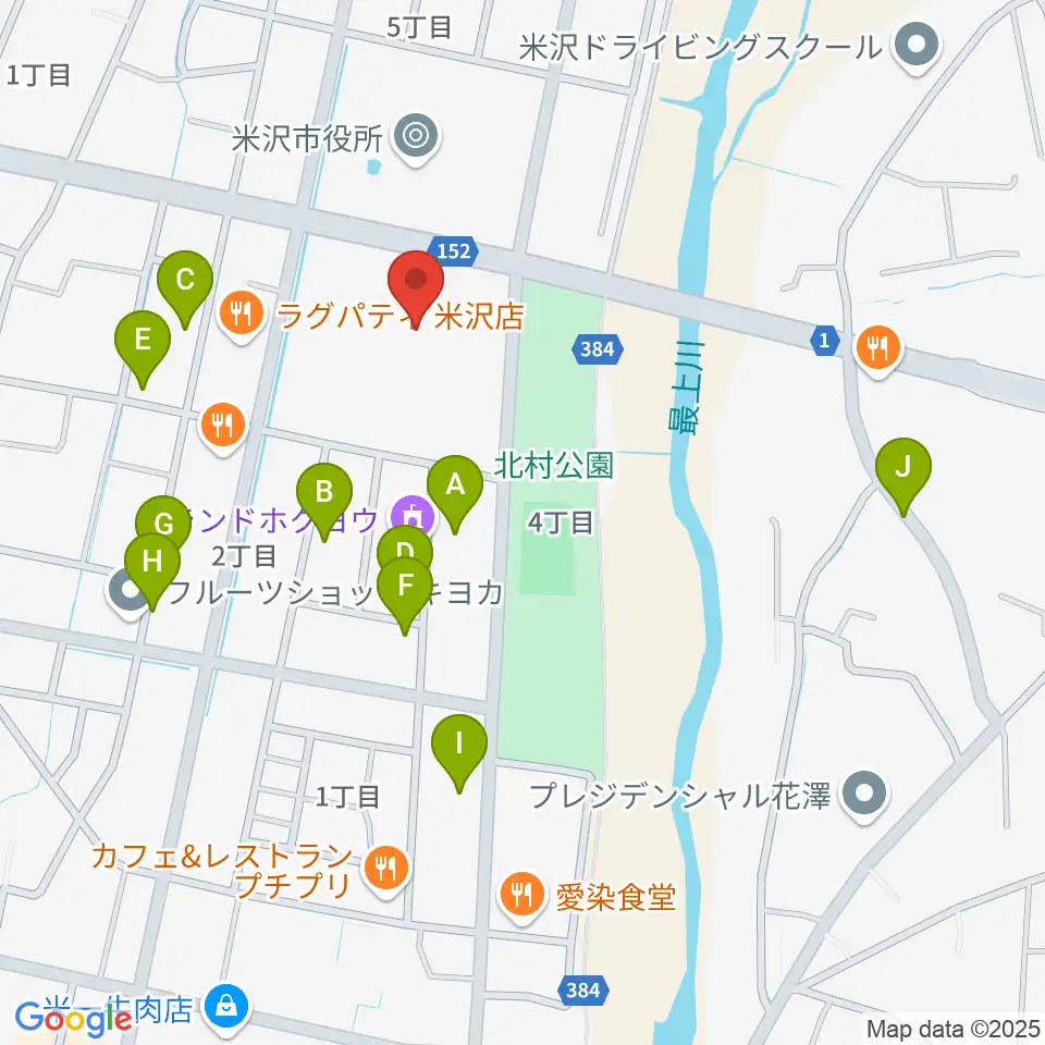 米沢市営体育館周辺の駐車場・コインパーキング一覧地図