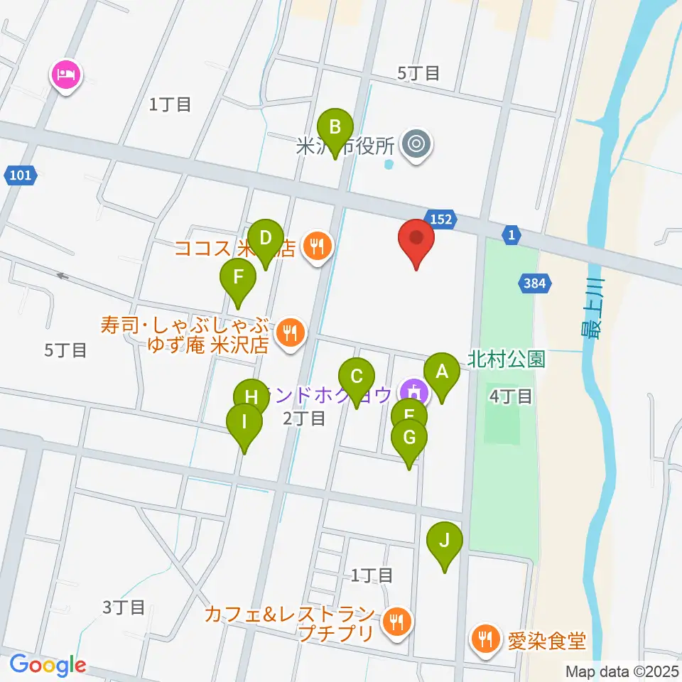 米沢市営体育館周辺の駐車場・コインパーキング一覧地図