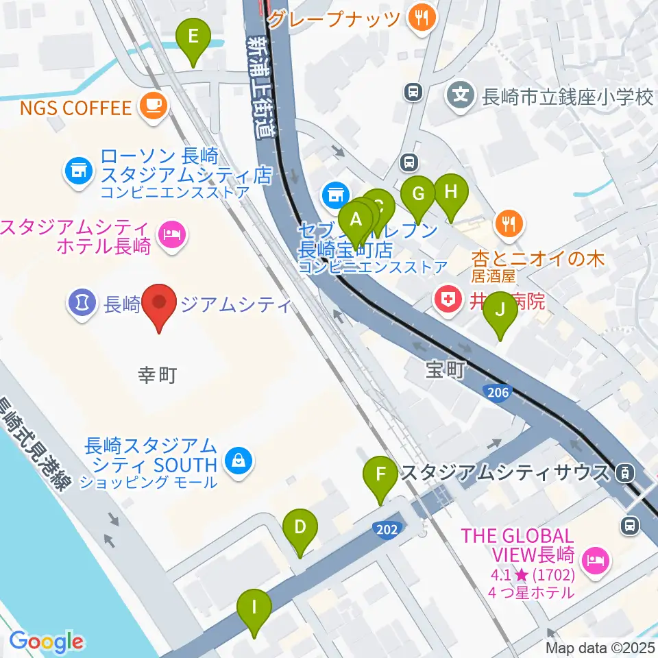ピーススタジアム周辺の駐車場・コインパーキング一覧地図