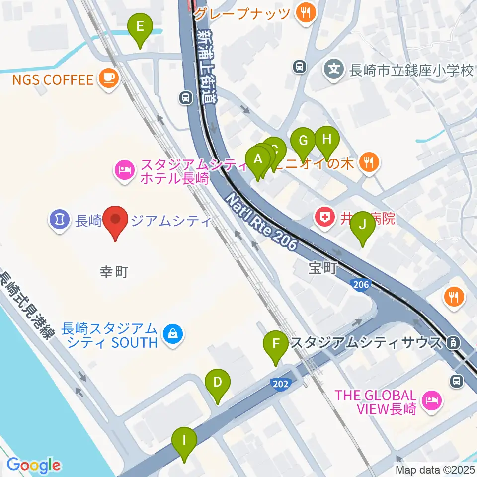 ピーススタジアム周辺の駐車場・コインパーキング一覧地図