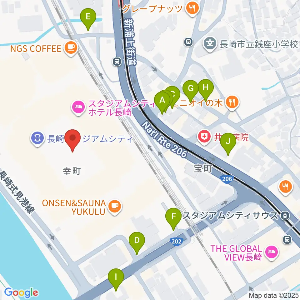 ピーススタジアム周辺の駐車場・コインパーキング一覧地図
