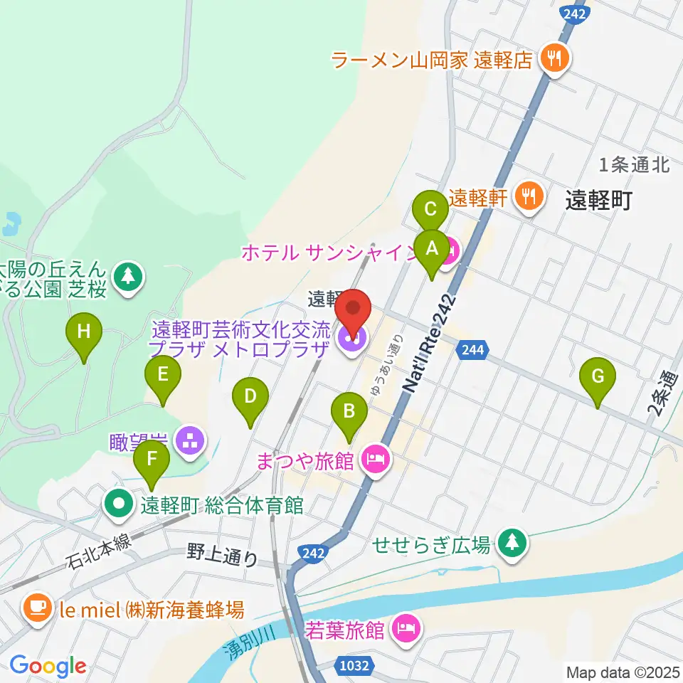 遠軽町芸術文化交流プラザ メトロプラザ周辺の駐車場・コインパーキング一覧地図