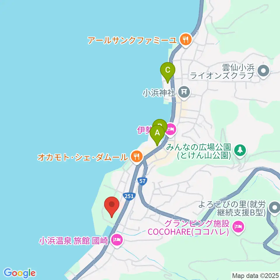 雲仙市小浜体育館周辺の駐車場・コインパーキング一覧地図