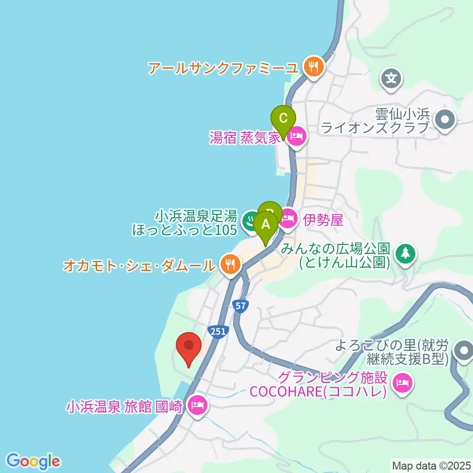 雲仙市小浜体育館周辺の駐車場・コインパーキング一覧地図