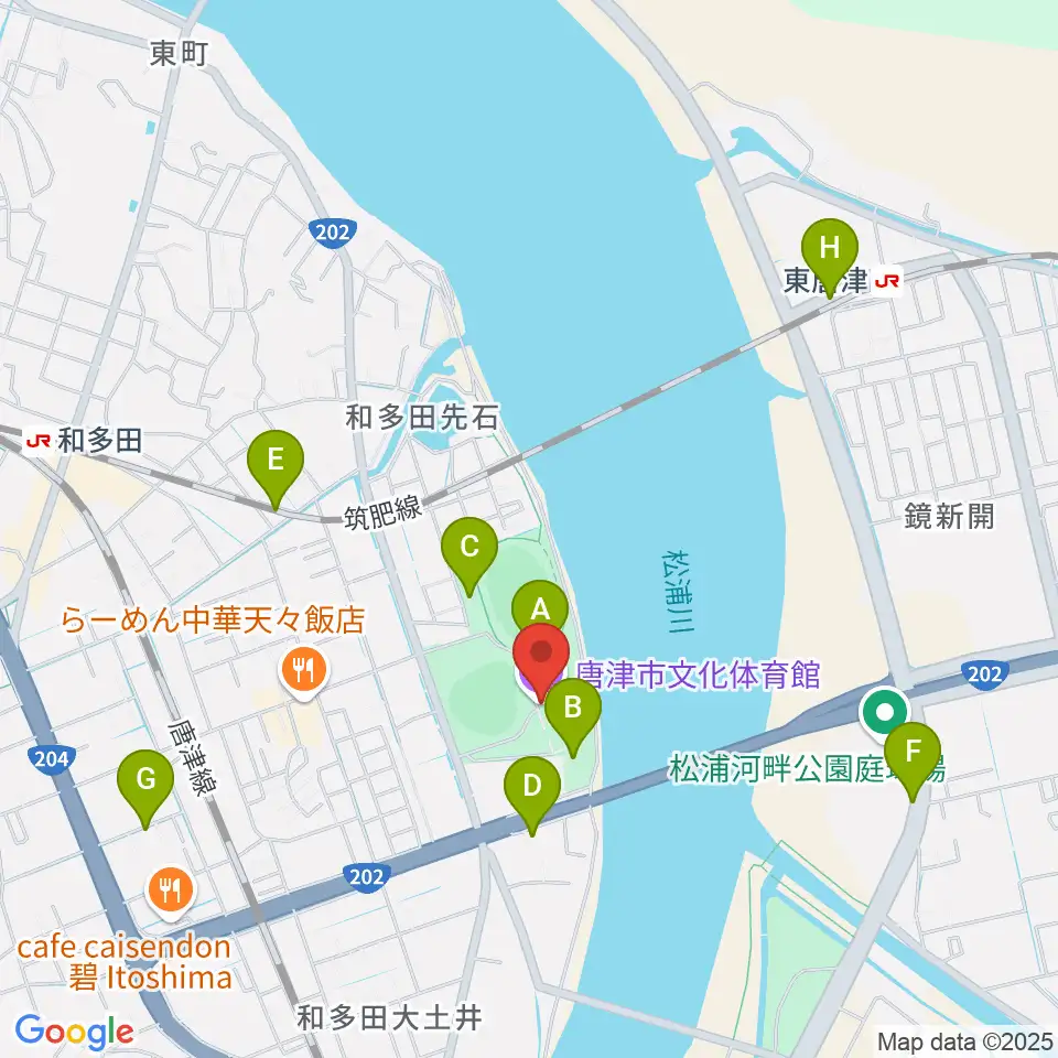 唐津市文化体育館周辺の駐車場・コインパーキング一覧地図