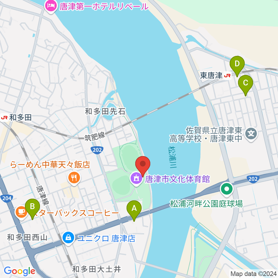 唐津市陸上競技場周辺の駐車場・コインパーキング一覧地図