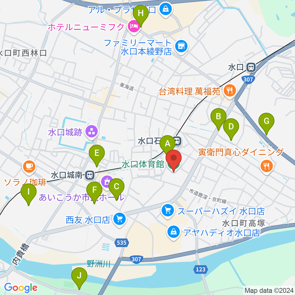 甲賀市水口体育館周辺の駐車場・コインパーキング一覧地図