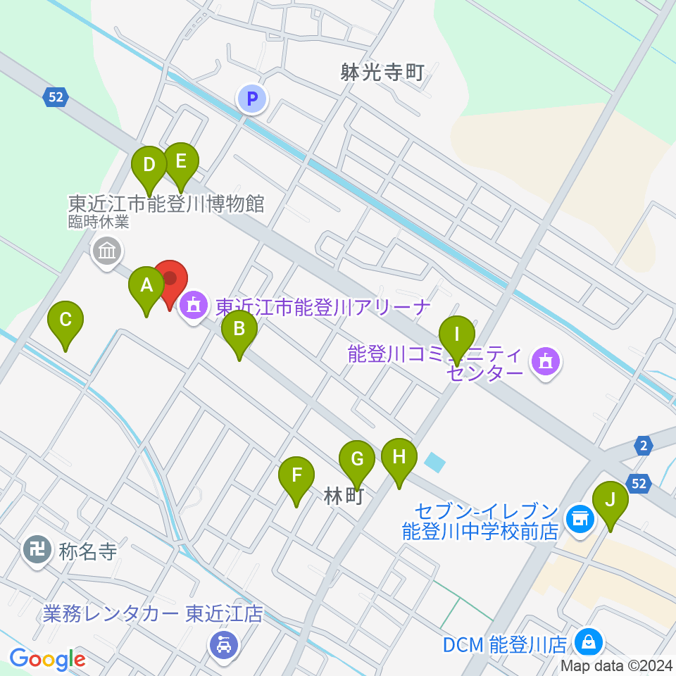 東近江市能登川アリーナ周辺の駐車場・コインパーキング一覧地図