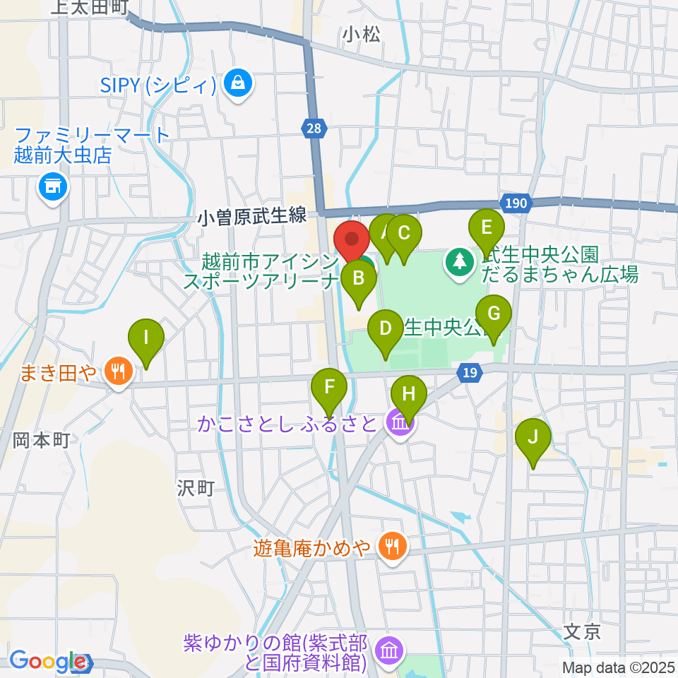 越前市アイシンスポーツアリーナ周辺の駐車場・コインパーキング一覧地図