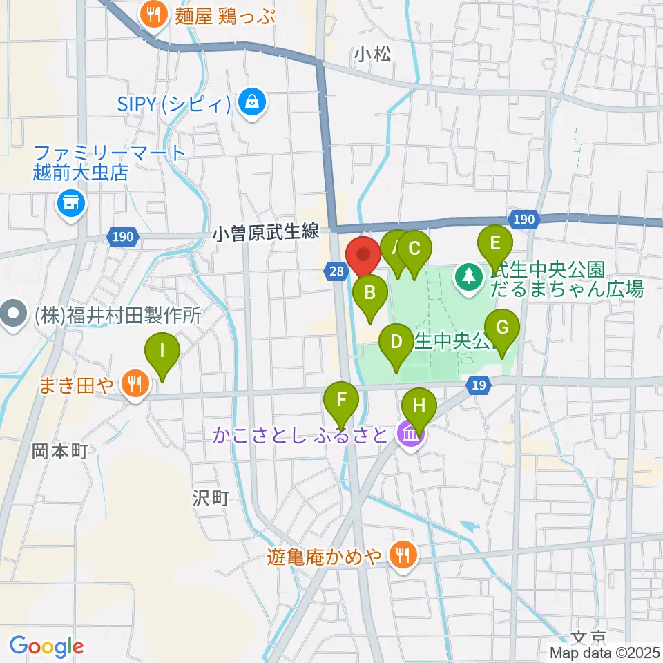 越前市アイシンスポーツアリーナ周辺の駐車場・コインパーキング一覧地図