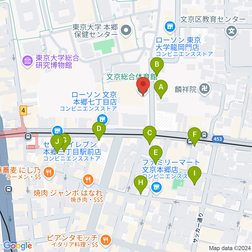 文京総合体育館周辺の駐車場・コインパーキング一覧地図