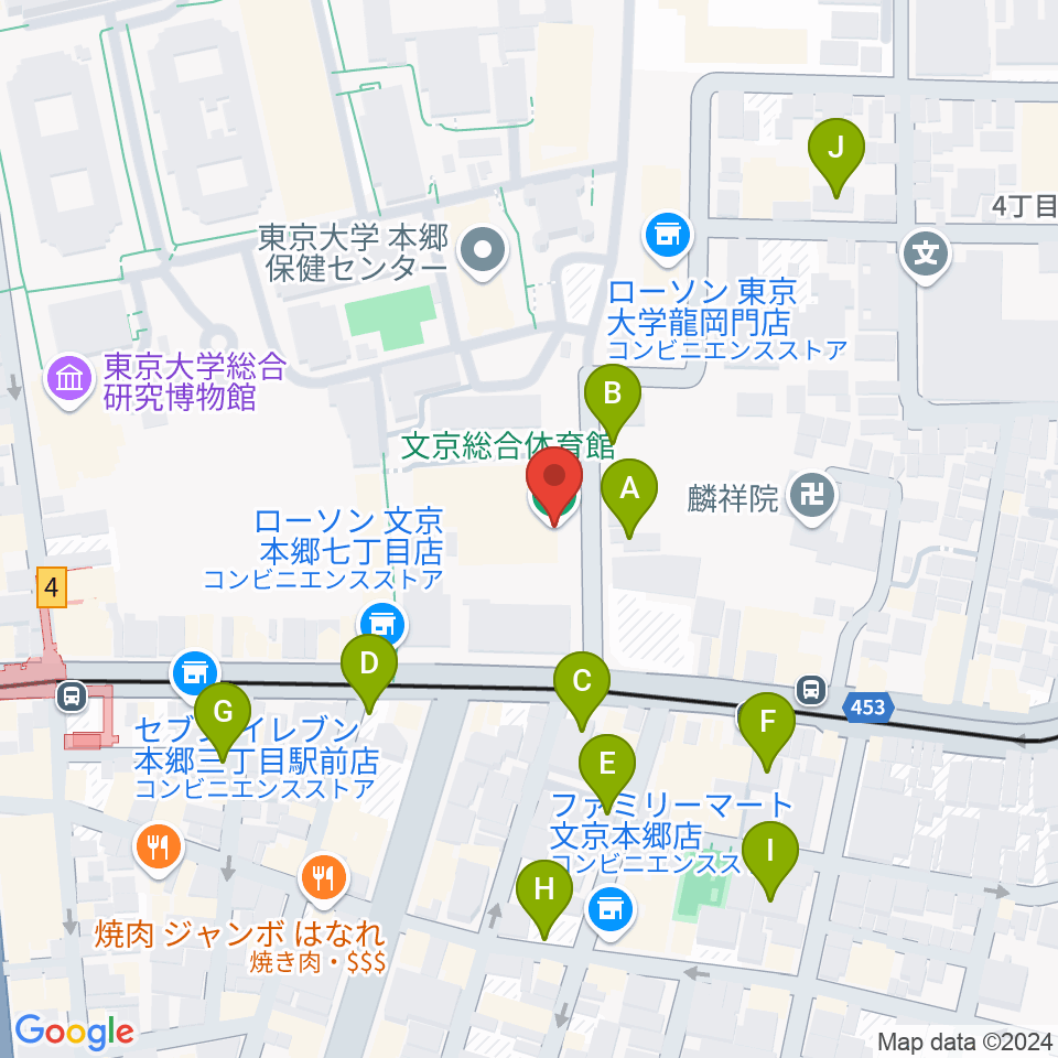 文京総合体育館周辺の駐車場・コインパーキング一覧地図