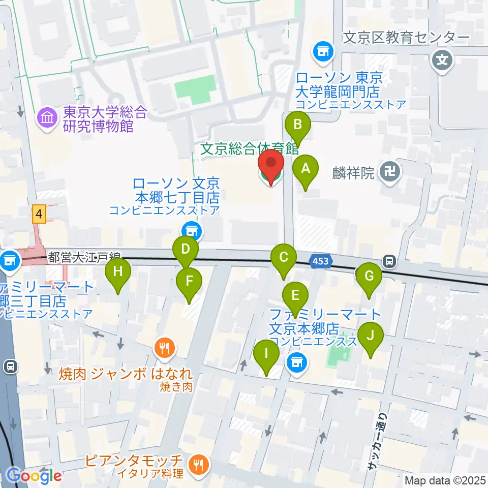 文京総合体育館周辺の駐車場・コインパーキング一覧地図