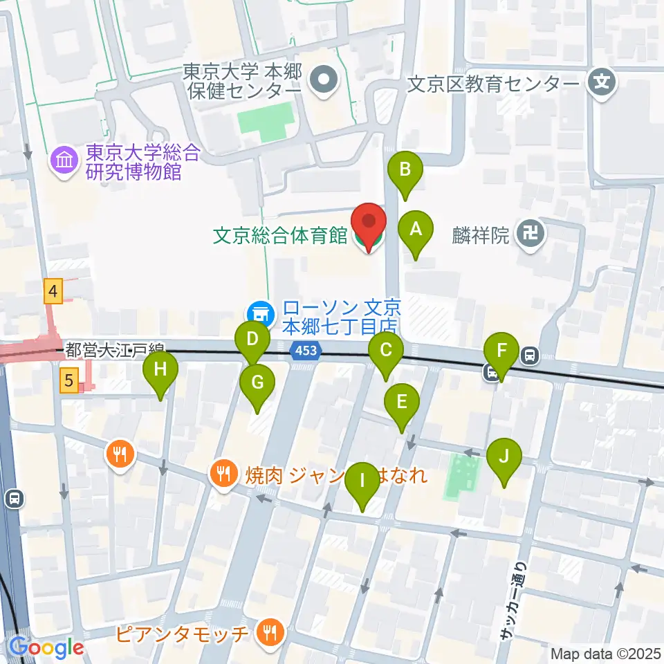 文京総合体育館周辺の駐車場・コインパーキング一覧地図