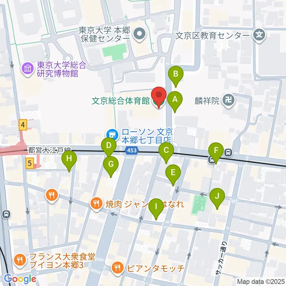 文京総合体育館周辺の駐車場・コインパーキング一覧地図