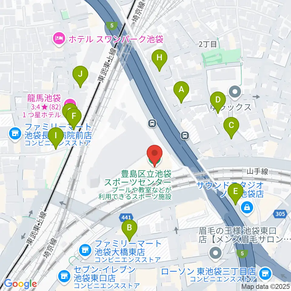 豊島区立池袋スポーツセンター周辺の駐車場・コインパーキング一覧地図