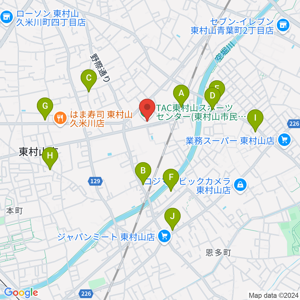 東村山市民スポーツセンター周辺の駐車場・コインパーキング一覧地図