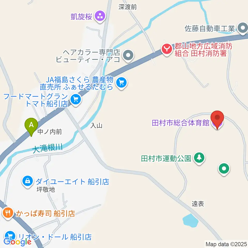 田村市総合体育館周辺の駐車場・コインパーキング一覧地図