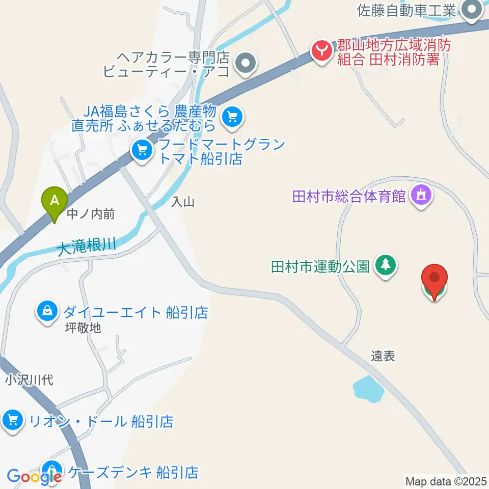 田村市陸上競技場周辺の駐車場・コインパーキング一覧地図
