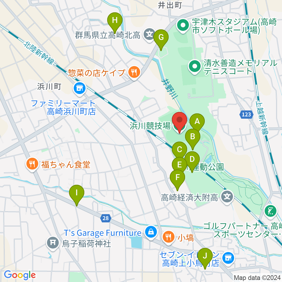 浜川競技場周辺の駐車場・コインパーキング一覧地図