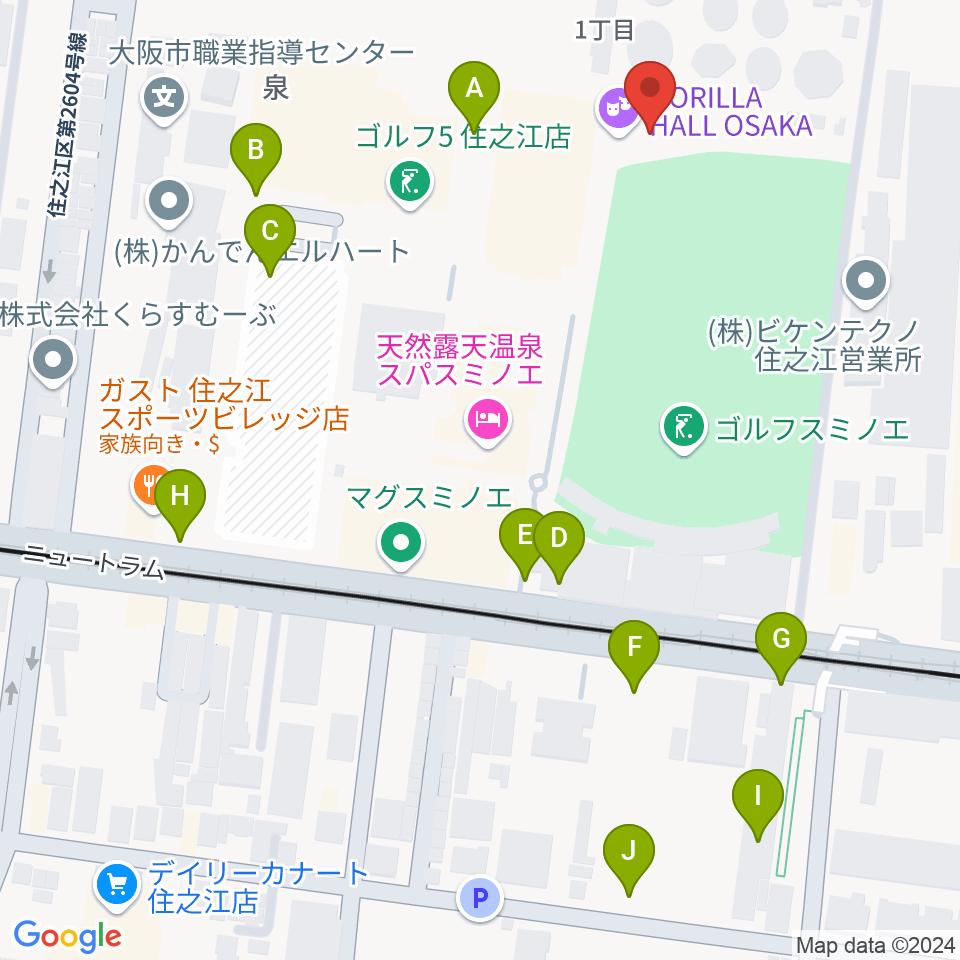 GORILLA HALL OSAKA周辺の駐車場・コインパーキング一覧地図