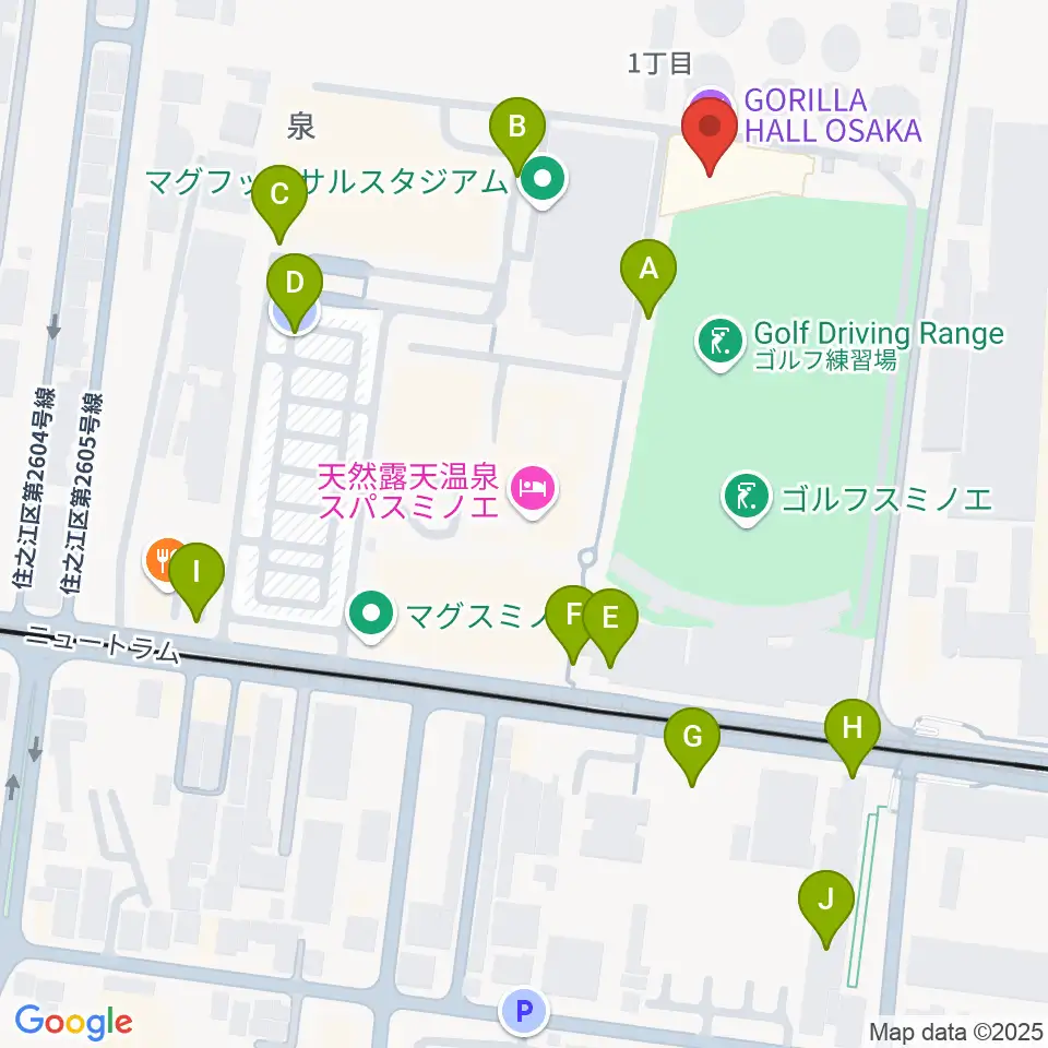 GORILLA HALL OSAKA周辺の駐車場・コインパーキング一覧地図