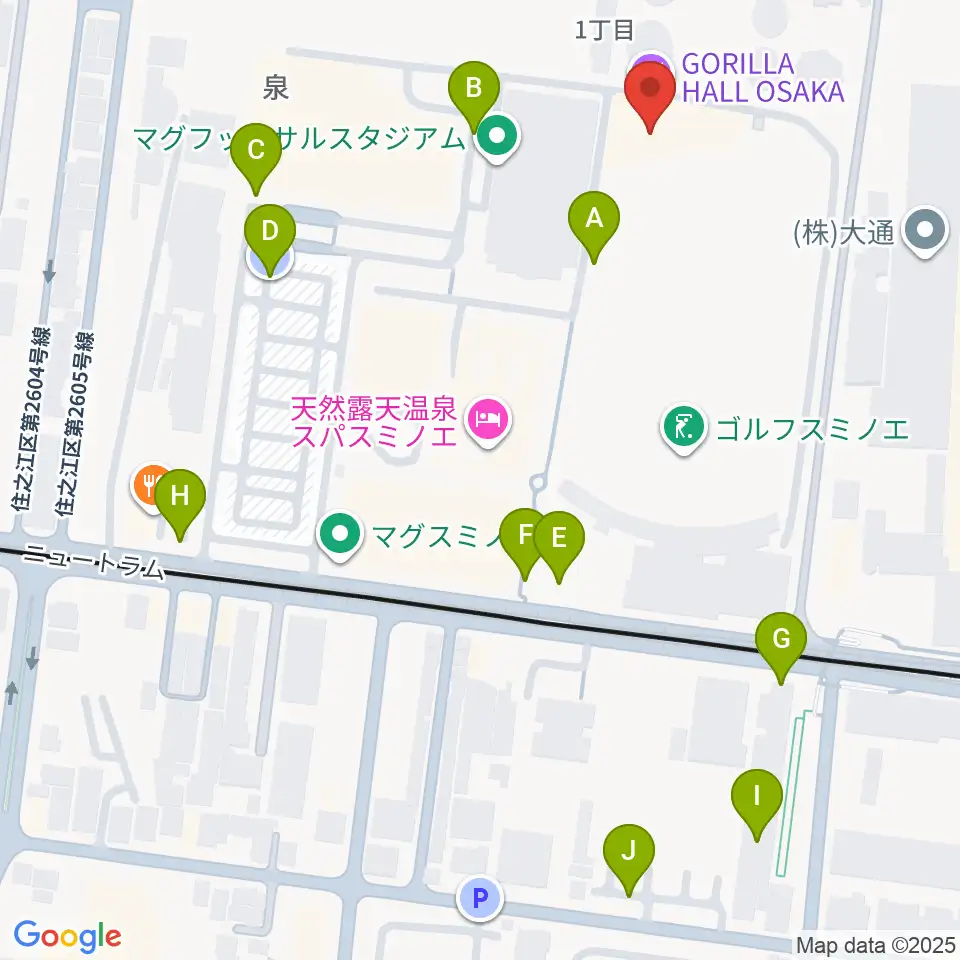 GORILLA HALL OSAKA周辺の駐車場・コインパーキング一覧地図