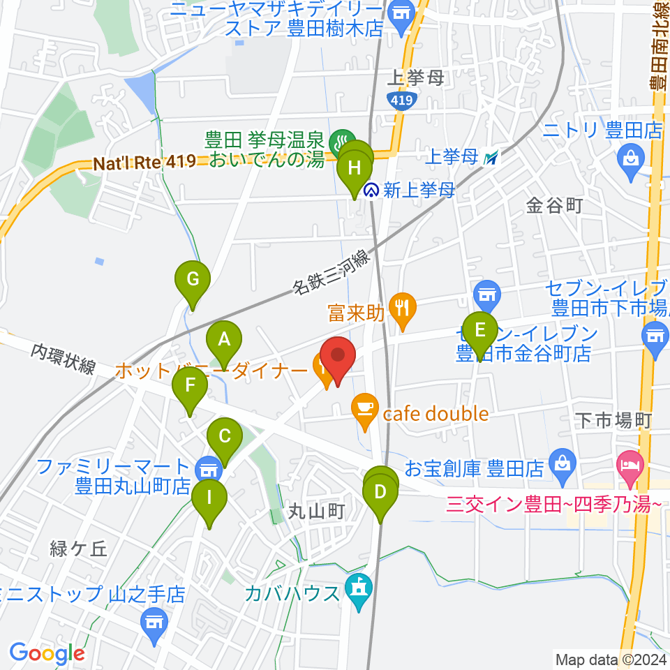 ロッキン豊田店周辺の駐車場・コインパーキング一覧地図