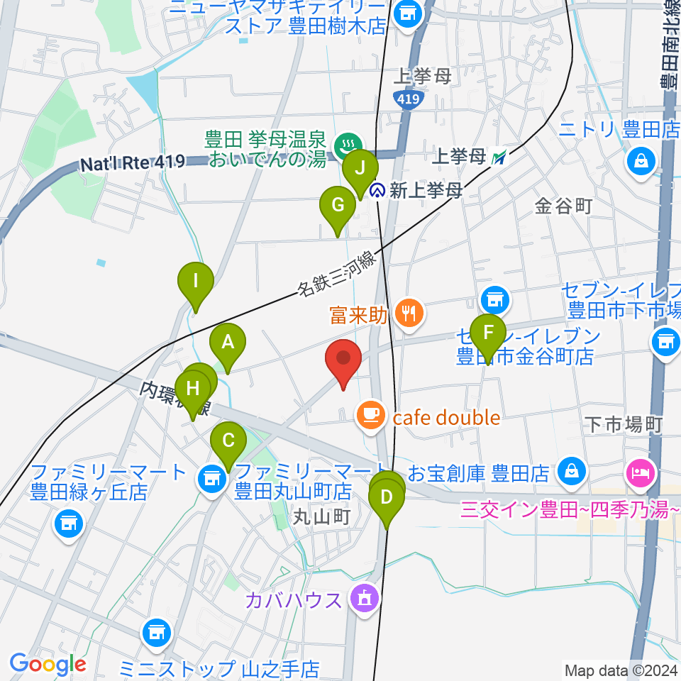 ロッキン豊田店周辺の駐車場・コインパーキング一覧地図