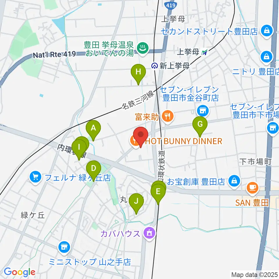 ロッキン豊田店周辺の駐車場・コインパーキング一覧地図