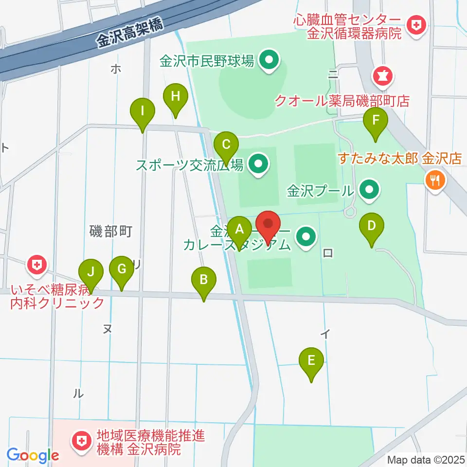 金沢ゴーゴーカレースタジアム周辺の駐車場・コインパーキング一覧地図