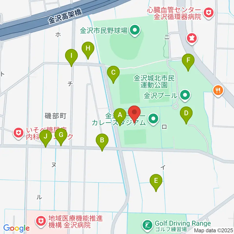 金沢ゴーゴーカレースタジアム周辺の駐車場・コインパーキング一覧地図