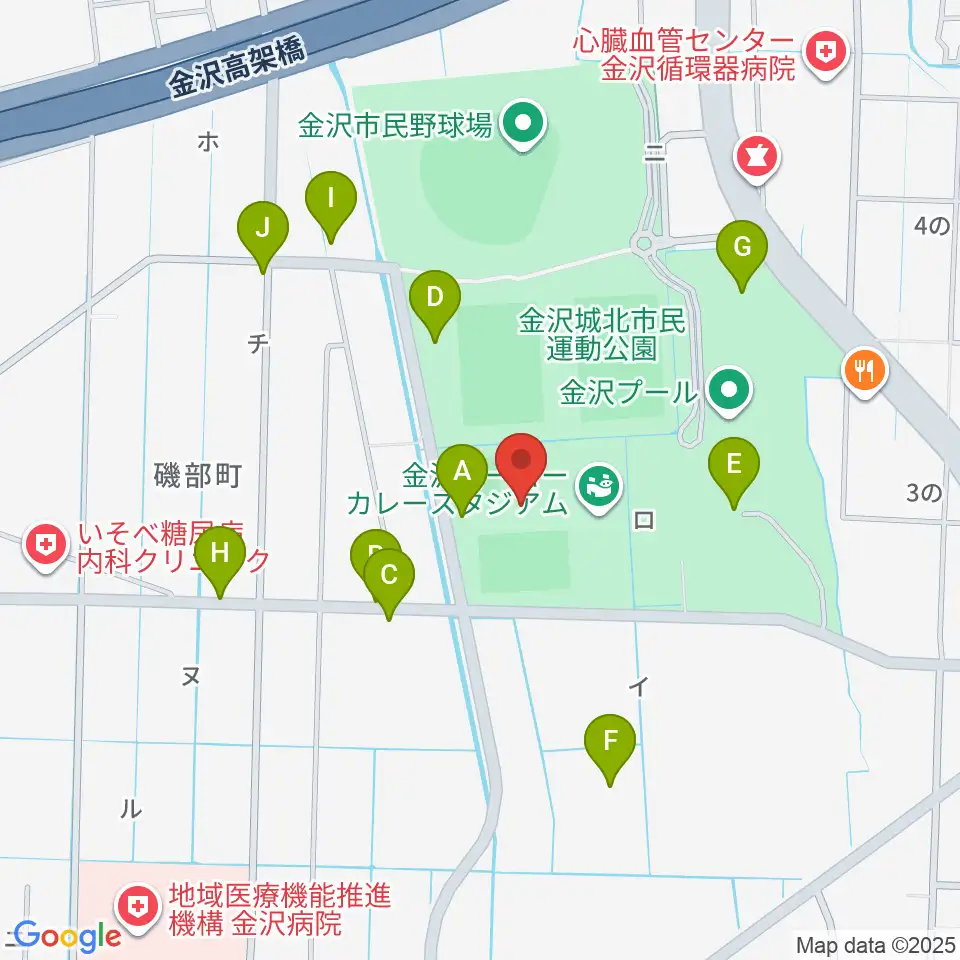 金沢ゴーゴーカレースタジアム周辺の駐車場・コインパーキング一覧地図