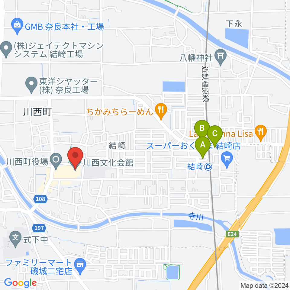川西文化会館周辺の駐車場・コインパーキング一覧地図