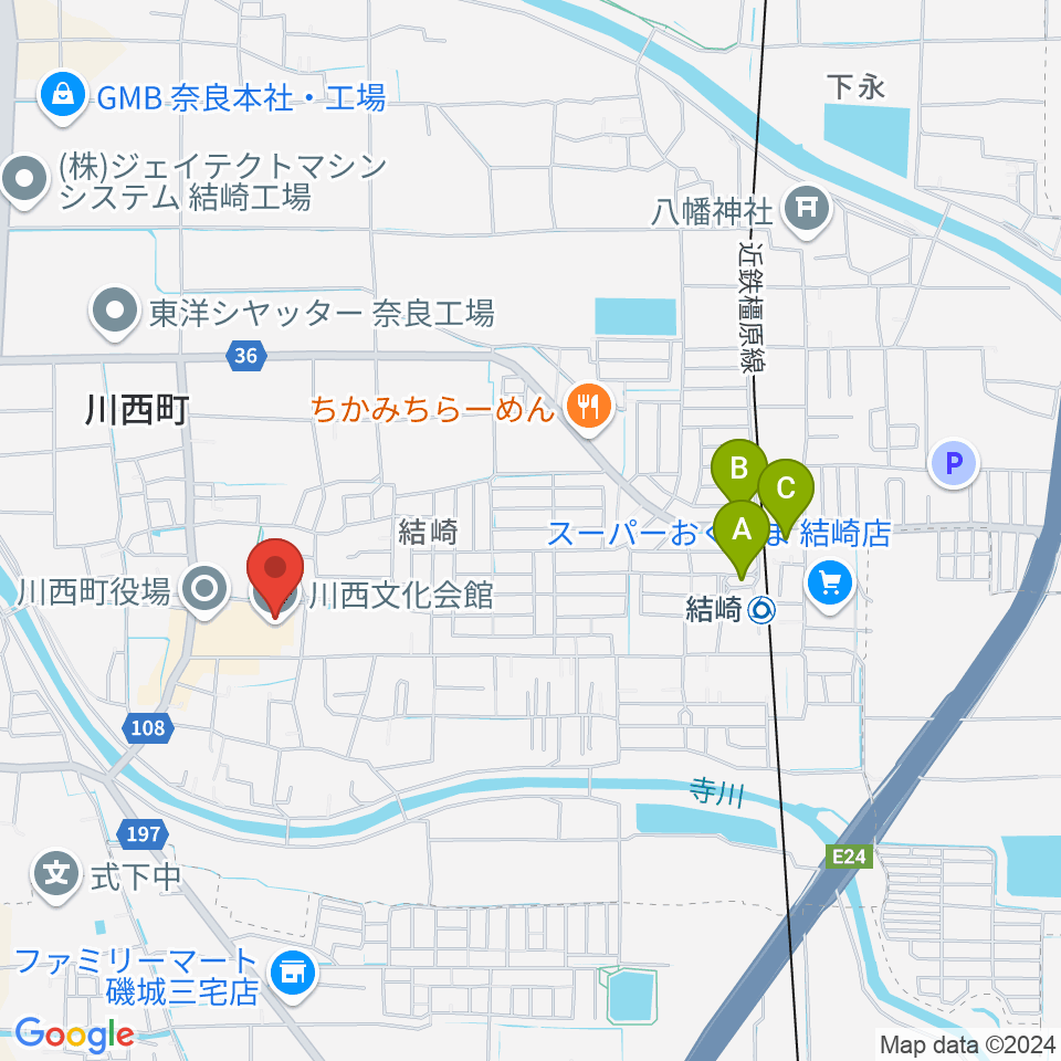 川西文化会館周辺の駐車場・コインパーキング一覧地図