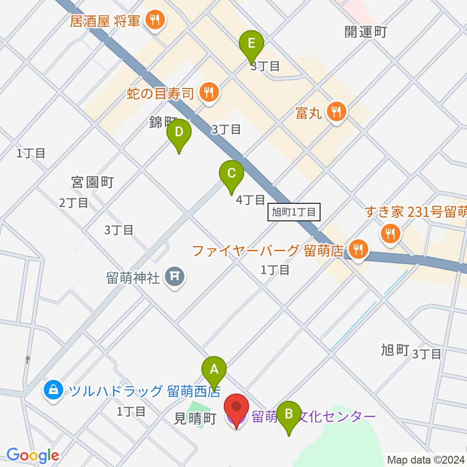 留萌市文化センター周辺の駐車場・コインパーキング一覧地図