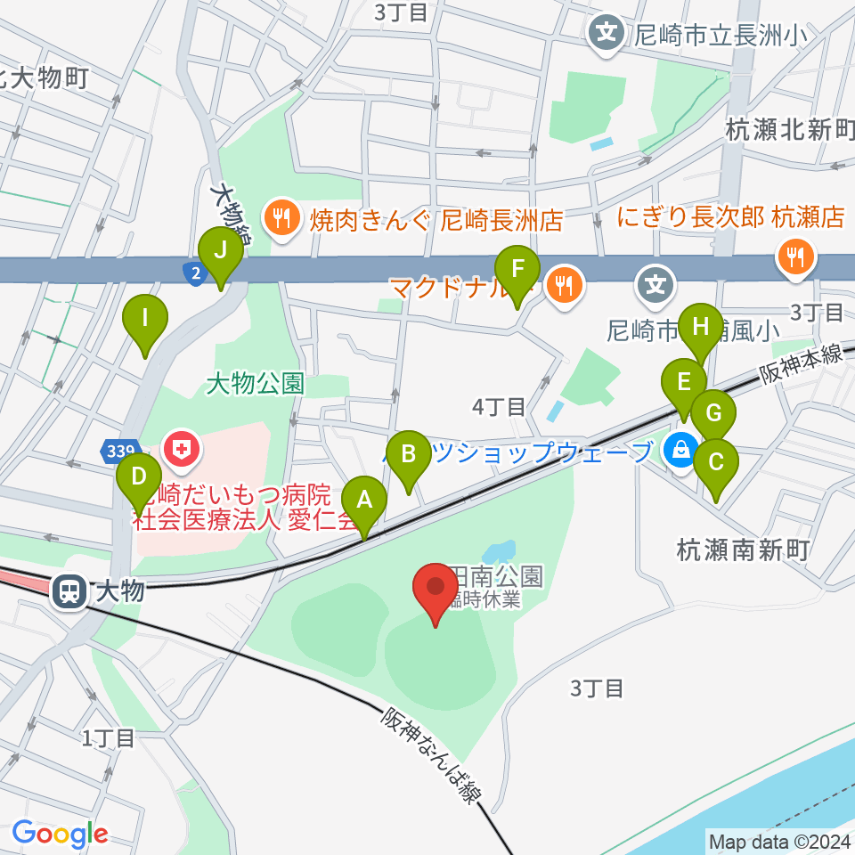 日鉄鋼板SGLスタジアム尼崎周辺の駐車場・コインパーキング一覧地図