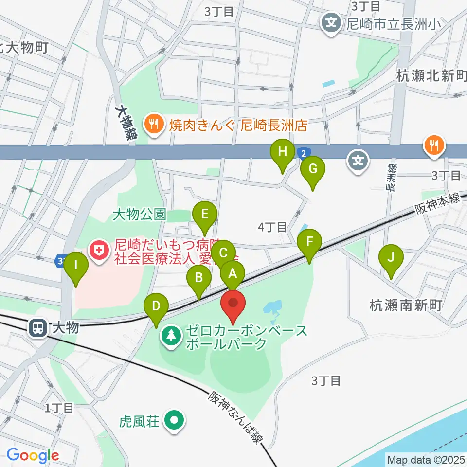 日鉄鋼板SGLスタジアム尼崎周辺の駐車場・コインパーキング一覧地図