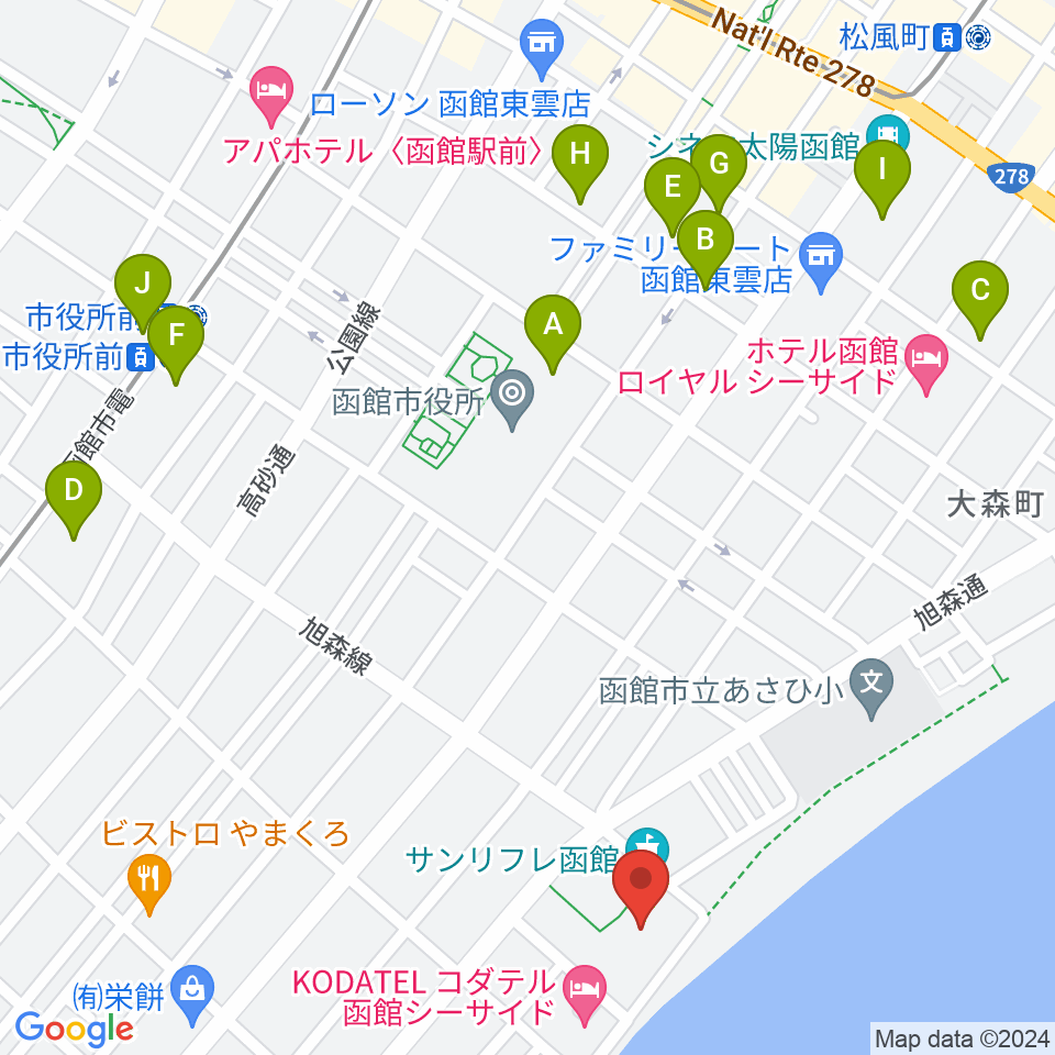 サン・リフレ函館周辺の駐車場・コインパーキング一覧地図