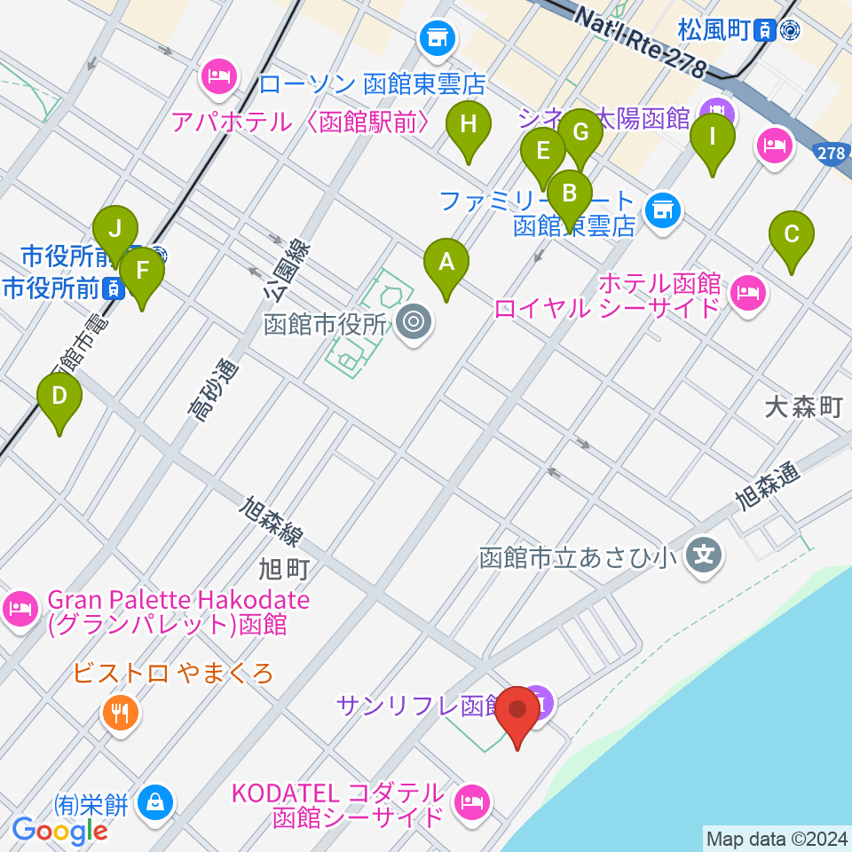 サン・リフレ函館周辺の駐車場・コインパーキング一覧地図