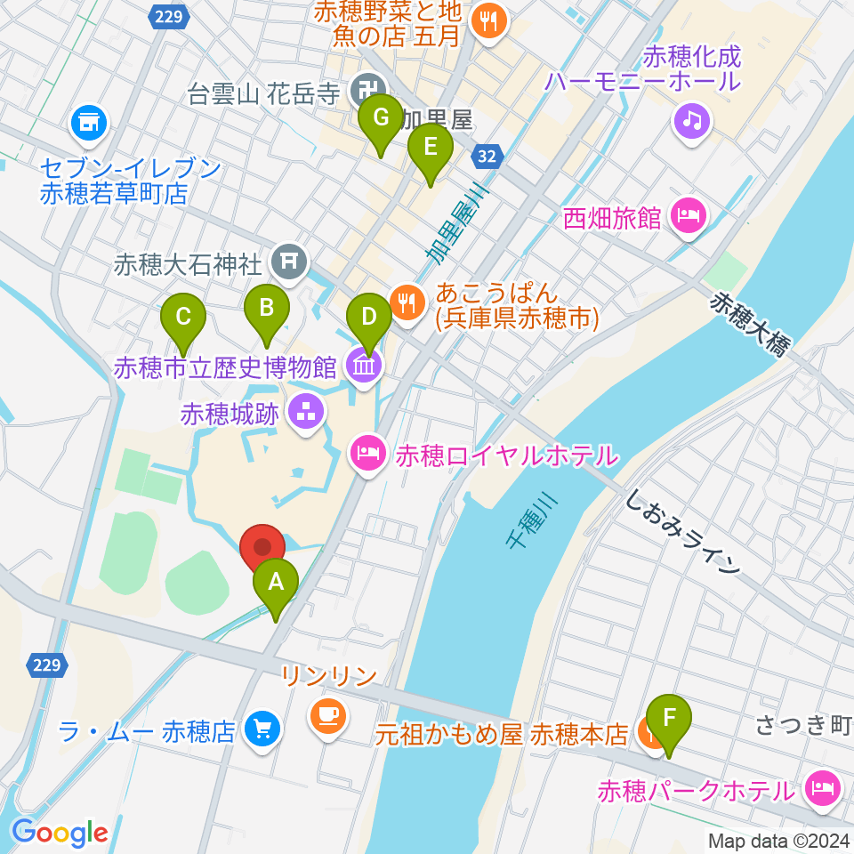 品川リフラ赤穂市民総合体育館周辺の駐車場・コインパーキング一覧地図