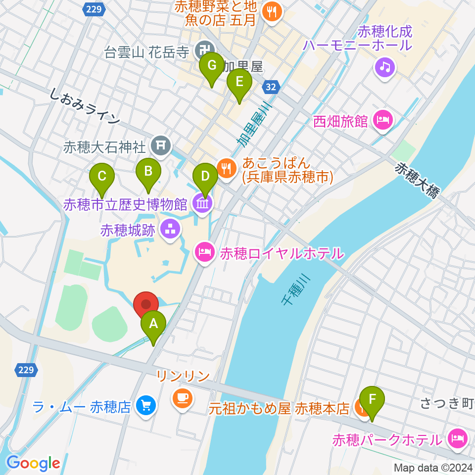 品川リフラ赤穂市民総合体育館周辺の駐車場・コインパーキング一覧地図