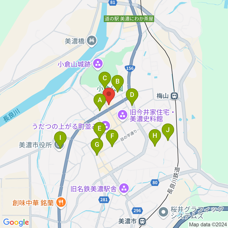 美濃市文化会館周辺の駐車場・コインパーキング一覧地図