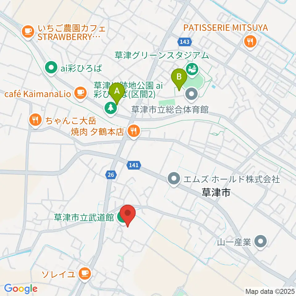 草津市立武道館周辺の駐車場・コインパーキング一覧地図