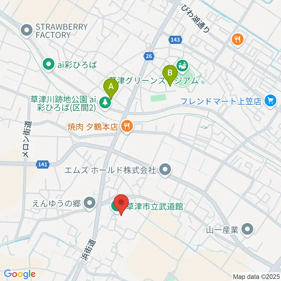 草津市立武道館周辺の駐車場・コインパーキング一覧地図