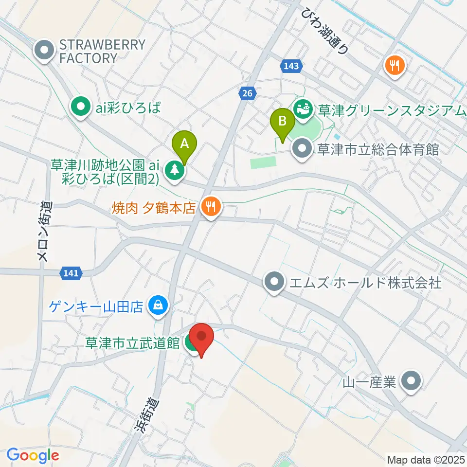 草津市立武道館周辺の駐車場・コインパーキング一覧地図