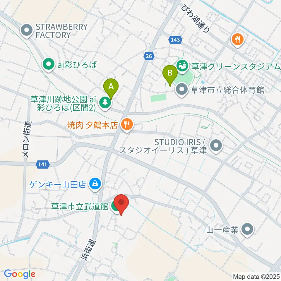 草津市立武道館周辺の駐車場・コインパーキング一覧地図