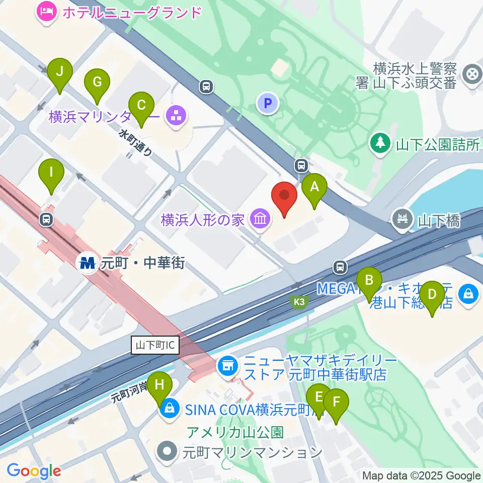 横浜人形の家周辺の駐車場・コインパーキング一覧地図