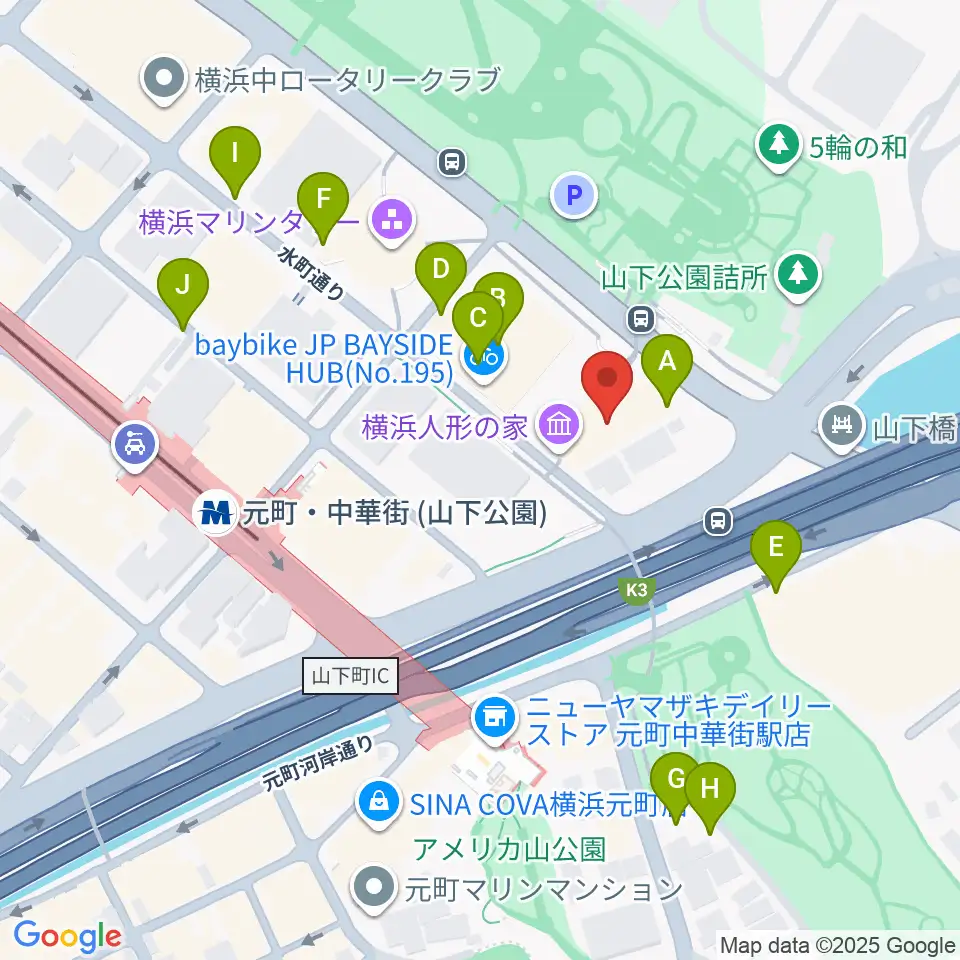 横浜人形の家周辺の駐車場・コインパーキング一覧地図