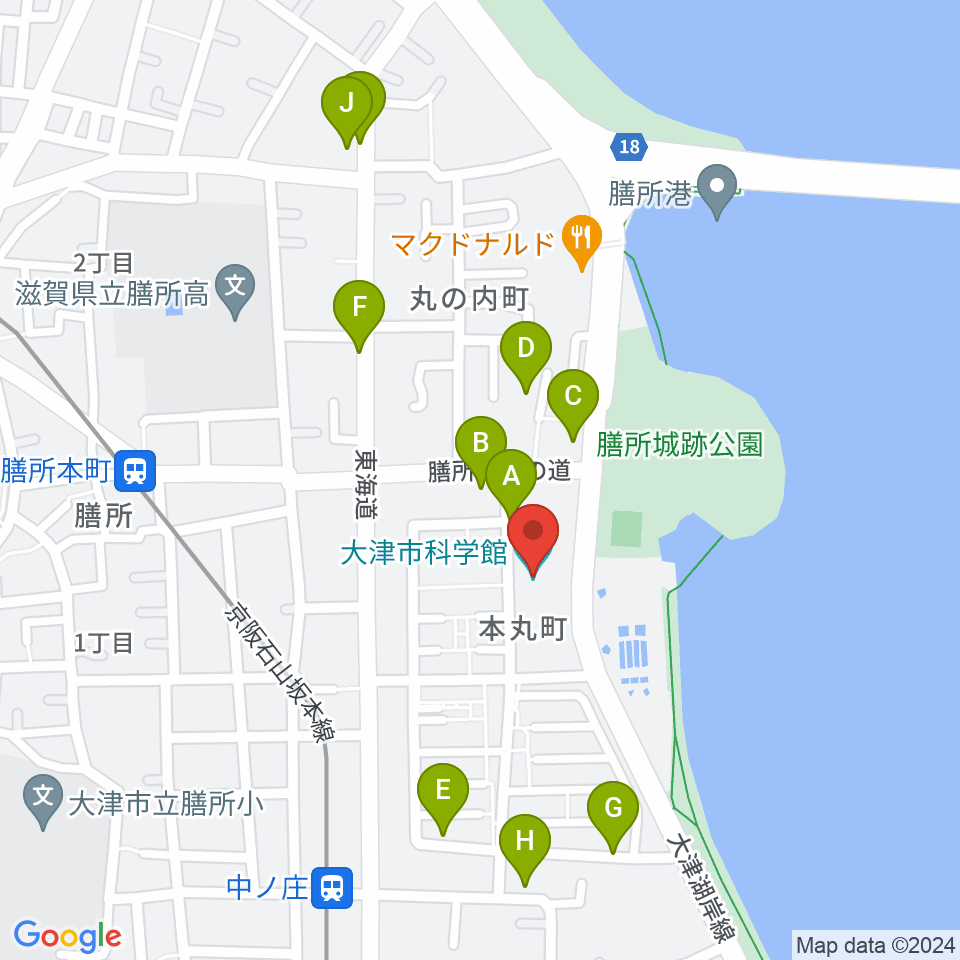 大津市生涯学習センター周辺の駐車場・コインパーキング一覧地図